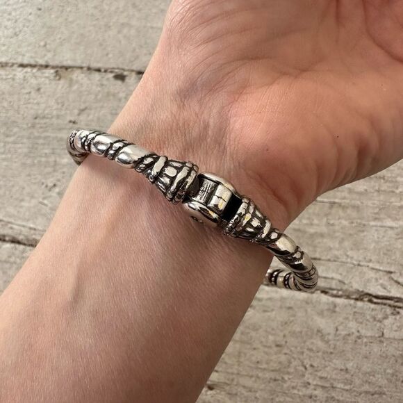 Vintage 80s Gripois Glass Cabachon Mogul Twist Cuff Bracelet With Hinge - Picture 8 of 8